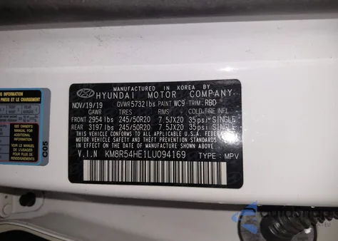 2020 Hyundai Palisade Limited z USA, uszkodzony, nr VIN KM8R54HE1LU094169